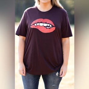 Chic Soul Women’s Plus Size Graphic Tee Halloween Spooky Szn Vampire Plum